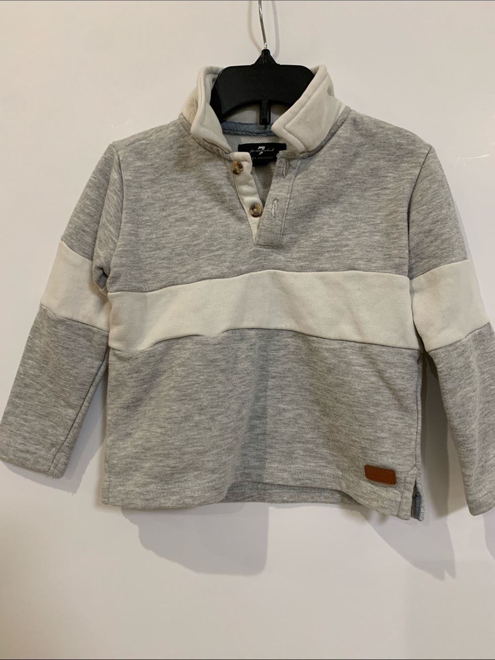 7 For All Mankind Kids Gray and Cream Pullover Hoodie